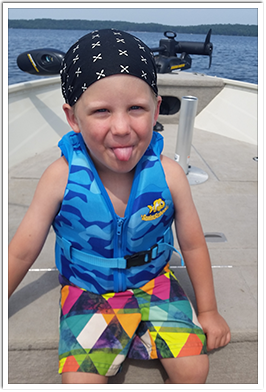 Bo having fun in a boat